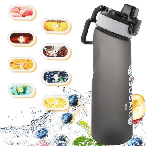 Isslance Air Borraccia con Up Originale Pods 8 Gusti cialde aromatiche, 700ML Air Bottiglia Tritan Up Senza BPA, Air Starter Set Up Borracce 0 Tazza di zucchero (Black)