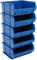 BiGDUG Plastic Parts Bins - Stackable or Wall Mounted Storage Boxes Garage Organiser - Pack of 5 - 180H x 420W x 370D mm - Blue