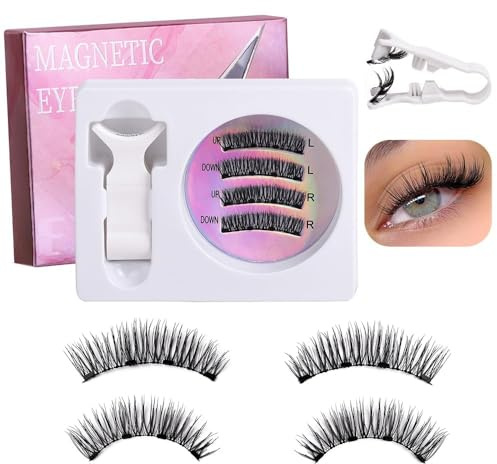 TTPSRY Magnetische Wimpern Set 3d Voluminös Künstliche Wimpern mit Applikator Wiederverwendbar Natürlich Magnetwimpern ohne Kleber