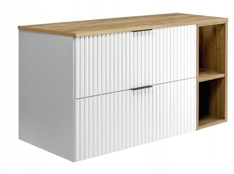 RODAN - Unterschränke fürs Bad 100 cm Weißes Regal und Arbeitsplatte 100 cm Craft Gold - Waschbeckenunterschrank - Unterschrank Waschbecken mit Zwei leise schließenden Schubladen 46 x 80 x 57 cm