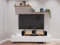 Homely Mueble Televisión Melanie 180 cm | Incluye 2 estantes de Pared | Blanco Mate y Roble | Moderno, Salón, 2 Puertas, para Plataforma Digital | 25 kg Capacidad