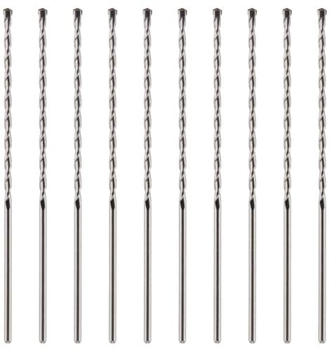 10 Pack Of 6mm x 300mm Long TCT Masonry Drill Bits – For Concrete, Brick, Stone, Porcelain Ceramic Tiles Plastic Wood – Masonry Drill Bits Set For Standard Rotary Drills & Hammer Drills (NOT SDS)