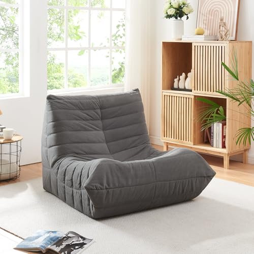 [en.casa] Bodensessel Kodsø Bodenstuhl mit Rückenlehne Lesesessel gepolstert Bodensofa 75 x 90 x 100 cm Relaxsessel Cord Grau