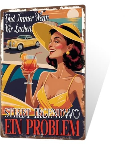 Putuo Decor Retro-Poster-Stil Blechschild Wenn Wir Lachen Spruch Metallschild Lustige Vintage Deko Wandtafel für Bar Wohnzimmer Frauen Geschenk