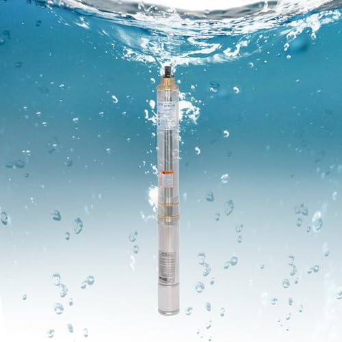 Tiefbrunnenpumpe | 750W Tauchpumpe Max 6300L/H Förderhöhe 70M | Brunnenpumpe mit 20m Hebeseil Edelstahl Rohrpumpe zur Bewässerung Wasser-Versorgung Entwässerung