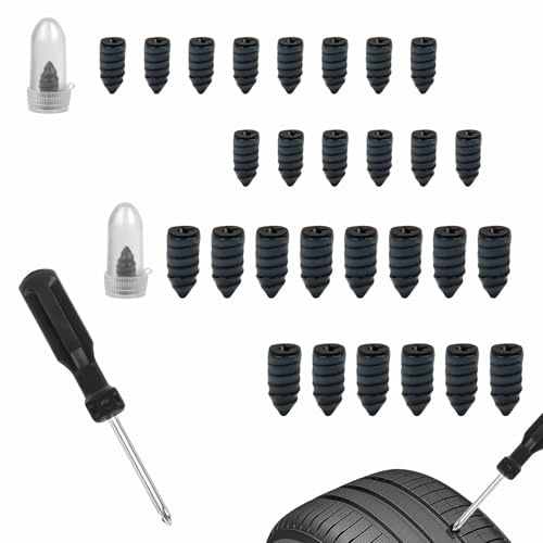 30 Piezas Clavos de Reparación de Neumáticos Herramienta de Clavos de Goma | para Neumáticos con Destornilladores Tornillos de Neumáticos para Bicicletas y Motos
