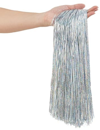 2500 Stränge Christ mas Tin sel Eiszapfen Silber Schillernde Lametta Folie Fransen Eiszapfen Weihnachtsbaum Lametta Dekoration für Weihnachten Geburtstag Hochzeit Party Hängende Dekoration (Silber)