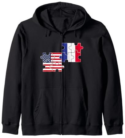 France USA Drapeau Français Américain Sweat à Capuche