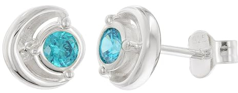 trendor Damen Ohrringe 925 Silber Ohrstecker Zirkonia London-Blau 21422-04