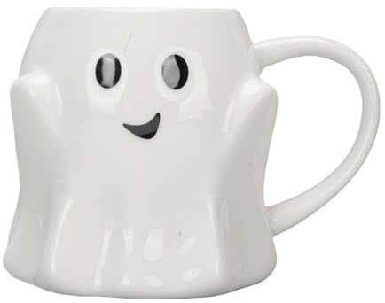Tomotato Tasse Fantôme Céramique, Mug Café 440ml avec Poignée pour Thé Lait Chocolat, Accessoire Déco Bureau Maison Café