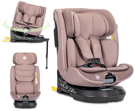 Lorelli Kindersitz drehbar 360 Grad i-Size 40-150cm mit Isofix, Mitwachsender Baby Autositz Solaris, Gruppe 0+/1/2/3, 0-12 Jahre, 0-36 kg, Auto Babysitz ab Geburt, 5-Punkt-Gurt, Rosa