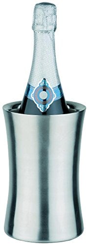 APS Flaschenkühler aus Edelstahl - seidenmatt polierter, doppelwandiger Getränkeflaschen-Kühler für 0,7-1,5 Liter-Flaschen - Abmessungen: 12,5 x 12,5 cm, Höhe: 19 cm