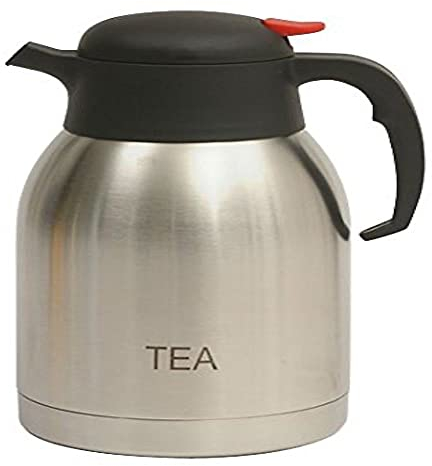 Genware NEV-V2099TEA Jug, Stainless Steel, Vacuum Push Button, 2.0 L, Inscribed Tea