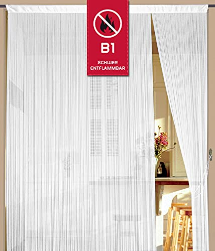 Kaikoon Fadenvorhang Fadenstore Messe B1 schwer entflammbar 200 cm x 400 cm (BxH) weiß