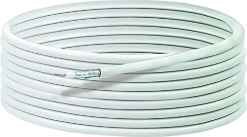 SCHWAIGER SAT Koaxialkabel 90 dB, 10m, weiß, unkonfektioniert, 3-fach Schirmung, 75 Ohm, digital, HDTV, DVB-S/S2, DVB-C, DVB-T2, Ø 7 mm