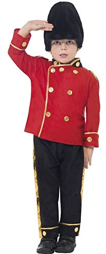 Smiffys Busby Guard Costume, Red with Top, Trousers and Hat, Boys Fancy Dress, Child Dress Up Costumes