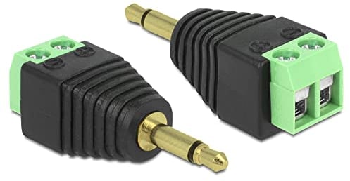 Delock 65528 Adapter Terminalblock 2 Polig auf 3,5mm Klinke Stecker Schwarz/Grün