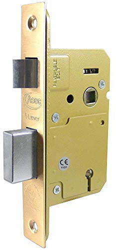 Asec 5 Lever Polished Brass BS 3621 Door Mortice Sashlock 3 (76mm) AS11325