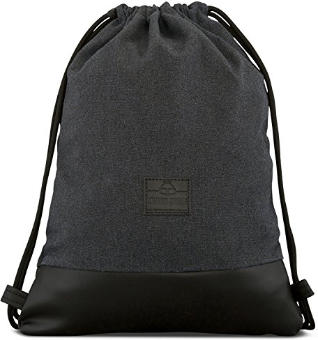 Johnny Urban Turnbeutel Damen & Herren Schwarz - Luke - Beutel Rucksack mit Kordelzug - Baumwoll Canvas - Kleine Innentasche für Wertsachen