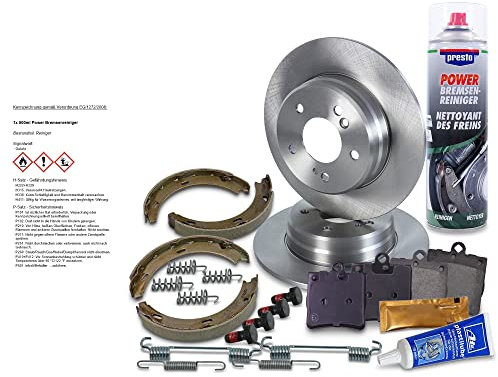 BESTPRICE Bremsenset Hinterachse inkl. Bremsscheiben Ø 164 mm Voll + Bremsbeläge hinten und Bremsbacken hinten