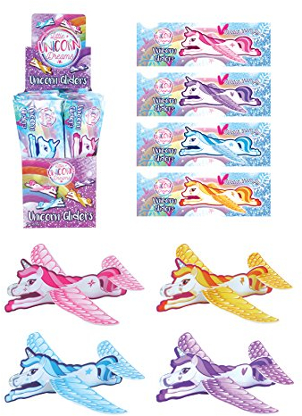 HENBRANDT Unicorn Flying Gliders, Party Bag Fillers Children's Games & Prizes, (12)