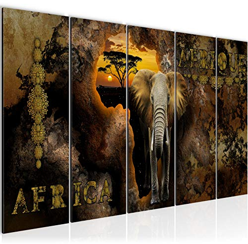 Runa Art Bild Afrika Karte Wandbilder auf Vlies Leinwand 5 Teilig Wanddekoration Wohnzimmer Schlafzimmer 022656b