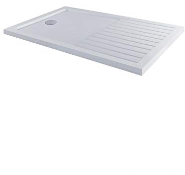 Milano Lithic White Low Profile Rectangular Shower Drying Tray - 1400mm x 900mm