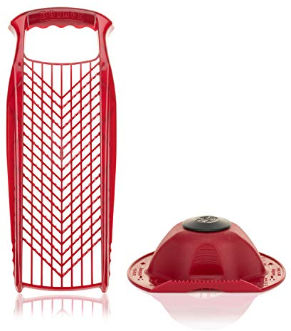 Börner Rallador PowerLine + Protector de Dedos (Set de 2 piezas) • Rallador de Doble Cara • Fino & Grueso • Rallador para Verduras, Frutas, Queso & Chocolate y más • Color: Rojo