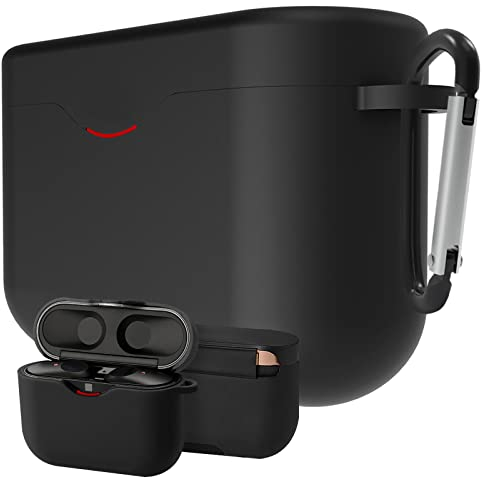 Geekria Silicone Case Cover Compatible with Sony WF-1000XM3 True Wireless Earbuds, Earphones Skin Cover, Protective Carrying Case with Keychain Hook, Charging Port Accessible (Black)