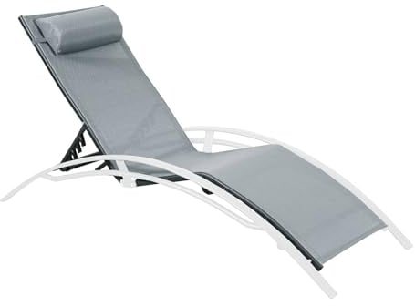 Alice's Garden - Sonnenliegenbezug Louisa, Aluminium und Textilene, mit Kopfstütze - Grau/Anthrazit