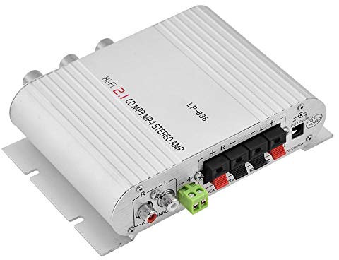 Mini amplificateur Hi-Fi 2.1 CH Amplificateur stéréo de classe D, Mini HiFi 2.1 Stéréo Bass Auto Car Home Audio Amplificateur de puissance Amplificateur numérique, Amplificateur haute(argent)
