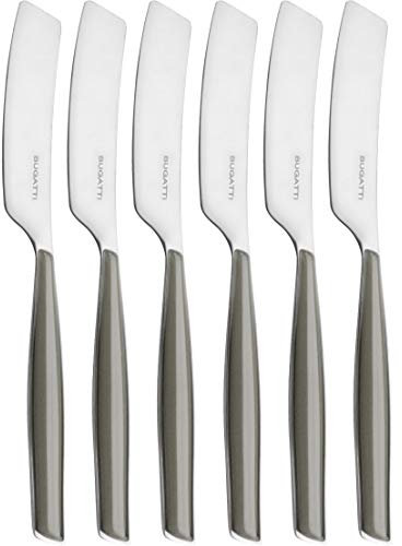BUGATTI, Glamour Set mit 6 kleinen Spaten aus Edelstahl 18/10, mit Pro-Tech System (Rot Silber)