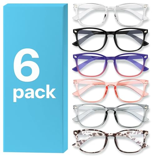 MIGSIR 6 Pack Blue Light Blocking Glasses for Women Men – Stylish Computer & Gaming Glasses, Fashion Square Frame Eyewear