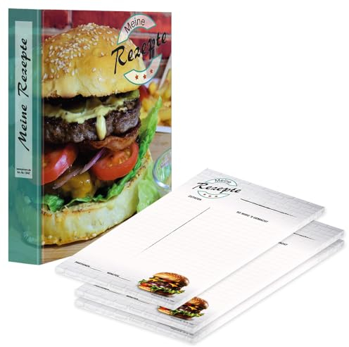 PRICARO Rezeptordner mit Rezeptblock American Burger, A4