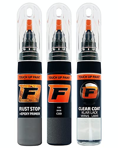 FIRANTO Lackstift Autolack Reparaturset für BMW C09 Atlantikgrau - 3-in-1 Autolack Kratzer Reparaturstift 15ml Grundierung, Klarlack