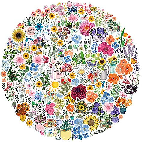 Plants & Flowers Waterproof Stickers for Boys Girls Teens Kids, Unique Vinyl Stickers for Laptop Flasks Luggage Water Bottle Cup Phone Tablet Notebook, Exquisite Decals Pack[Plants & Flowers-50Pcs]