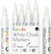 Funcils Kreidestifte - weiß - 6 Kreide Markers Multipack - 1mm, 3mm, 6mm Spitze. Kreidestifte für Fenster, Tafel, Glas und mehr. Geeignet für Erwachsene, Künstler, Lehrer und Kinder.