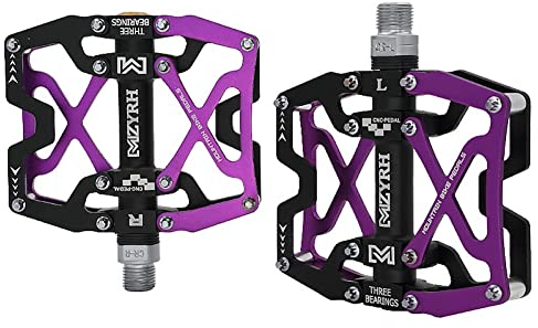 9/16 Zoll CNC Aluminiumlegierung Plattform Pedale Ultra-Light für MTB BMX Rennrad Trekking - Anti-Rutsch Mountainbike Fahrrad Pedale Y06 (Schwarz mit Lila)