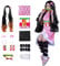 JYakeji 10 Stück Nezuko Cosplay Kostüm Kimono für Kinder Erwachsene Japanisches Anime Kostüm Halloween Kimono Outfit mit Perücke (L)
