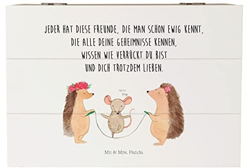 Mr. & Mrs. Panda 22 x 15 cm Holzkiste Igel Seilhüpfen - Geschenk, XXL, Gute Laune, Kinder, Tiermotive, Tiere, Kindergarten, Erinnerungskiste, lustige