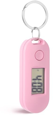 ULTECHNOVO Montre De Poche Numérique À Clip Avec Chaîne Porte-Clés Lumineux Fonction Silencieuse Pour Infirmière Étudiant Sac À Dos Rose