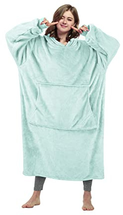 Catalonia Classy Extra Lange Fleece Hoodie Decke, Flauschige Übergroße Kuscheldecke mit Ärmeln und Kapuze, Warme Großes Kapuzendecken, Tragbare Decke zum Anziehen als Geschenkidee für Damen Herren