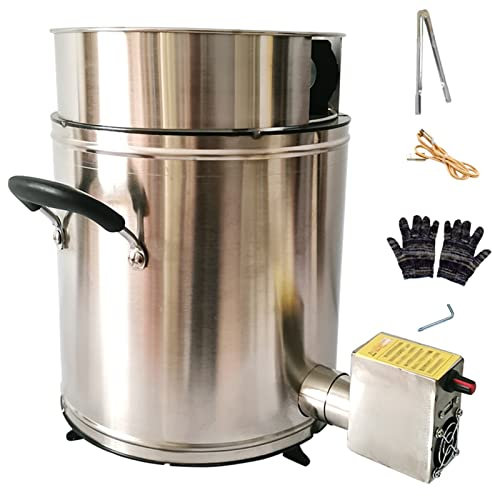 Estufa de Lena Redonda De Acero Inoxidable, Estufa De Camping Portátil, Estufa De Carpa Multifuncional, para Calefacción/Cocina/Picnic/Barbacoa Al Aire Libre, con Soplador (Color : B)