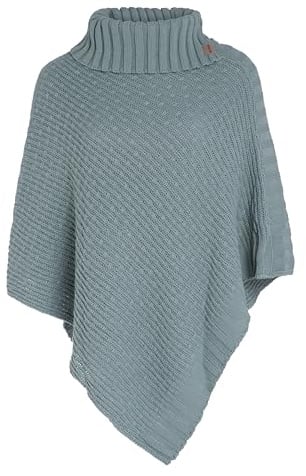 KNIT FACTORY - Nicky Gestrickter Poncho - One Size | Damen Strickponcho mit Kragen - Damen Pullover aus Wolle - Umhang - Für den Herbst und Winter - Hochwertige Qualität