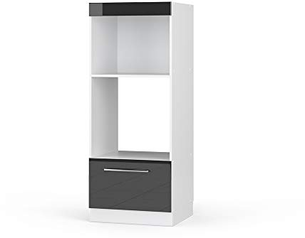 Vicco Mikrowellenschrank Fame-Line, Anthrazit Hochglanz/Weiß, 60 cm offen