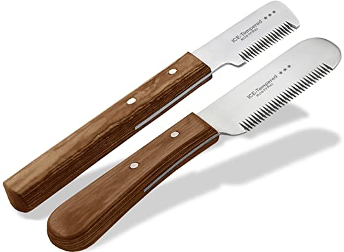 Set de lames de tondeuse pour chiens et chats avec denture fine et moyenne 2 pièces Peigne de soin du pelage pour le pelage du chien Sous-laine Ciseaux pour chiens Acier inoxydable