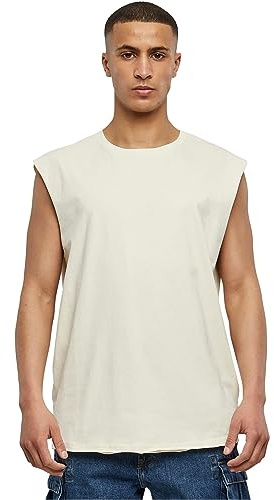 Urban Classics Herren Open Edge Sleeveless Tee – Locker geschnittenes Muskelshirt aus 100% Baumwolle, ärmellos, Sommer Tank Top für Sport & Freizeit,Whitesand,3XL