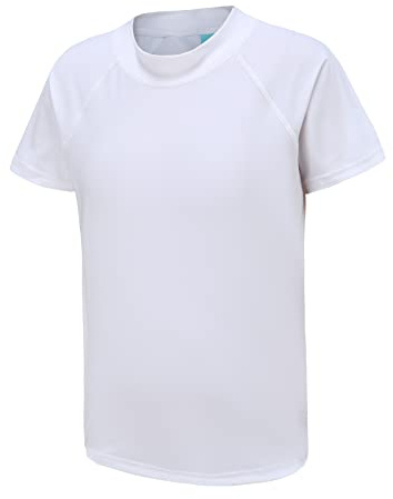 Aisyee T Shirt de Bain Anti UV Enfant à Manches Courtes Rashguard Maillot de Bain à séchage Rapide Garcon 15 16 Ans