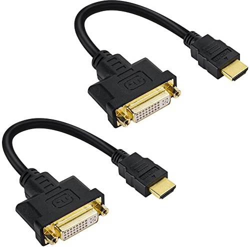 Togconn HDMI to DVI Short Cable 2 Pack, Bi-Directional HDMI Male to DVI Female Adapter