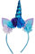 Einhorn Haarreif mit Blumen, Ohren und Einhorn Horn für Mädchen Erwachsene Damen 1Stk Unicorn Deko Stirnband Kinder Haarschmuck für Geburtstag Party Halloween Karneval Weihnachten Cosplay (Blau)